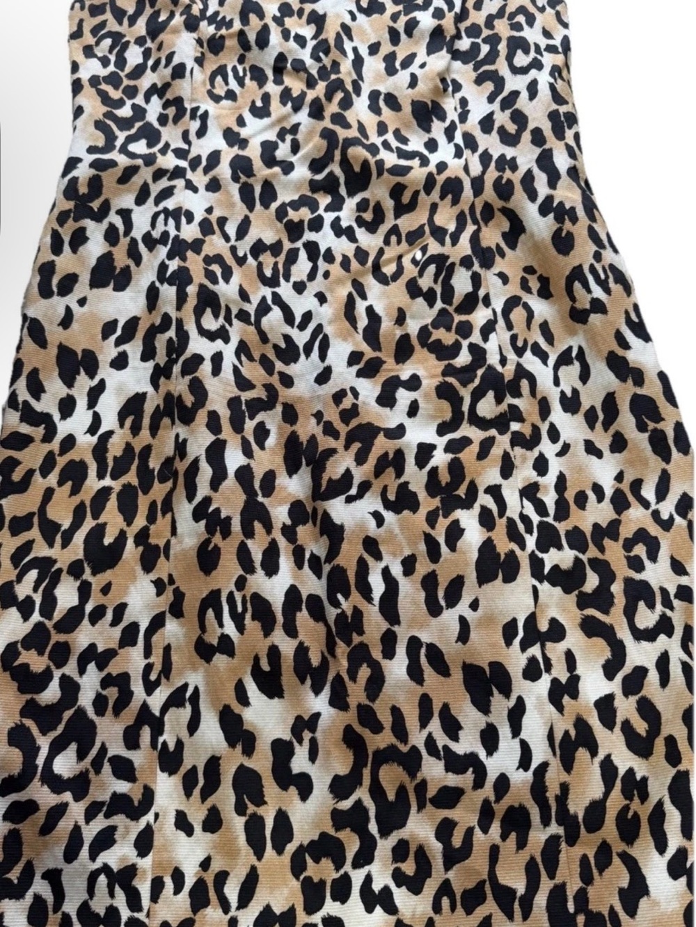 St. John Leopard-Print A-Line Dress in Black, Tan, and Cream Sz 10 NWT $410